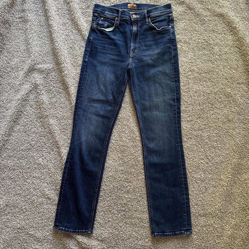 Mother The Mid Rise Dazzler Ankle Teaming Up Blue Jeans Size 27